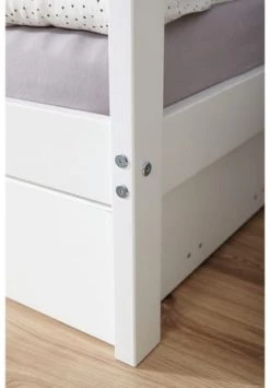 TiCAA Kinderbett Hausbett "Lina" Mit Schubkästen 90x200 Cm Kiefer Weiß Gesamt: Länge 97cm, Breite 203cm, Höhe 166cm -babyausstattung Shop unnamed file 717