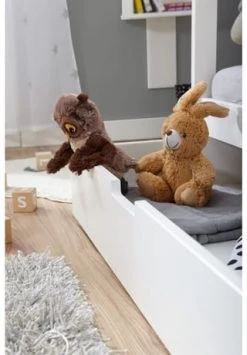 TiCAA Kinderbett Hausbett "Lina" Mit Schubkästen 90x200 Cm Kiefer Weiß Gesamt: Länge 97cm, Breite 203cm, Höhe 166cm -babyausstattung Shop unnamed file 719