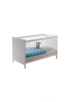 TiCAA Baby Gitterbett Moritz Kiefer Weiß Gesamt: Länge 144cm, Breite 76,5cm, Höhe 86cm