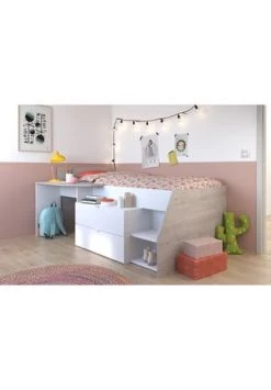 Parisot Multifunktions Hochbett "Milky" Weiß-Grau Gesamt: Breite 203cm, Höhe 90cm, Tiefe 135cm -babyausstattung Shop unnamed file 743