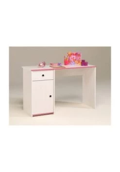 Parisot Schreibtisch Kiefer-Dekor Weiß Mit Drehbaren Kanten Gesamt: Breite 121cm, Höhe 77cm, Tiefe 50cm