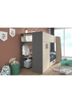 Parisot Etagenbett Stim 2 - Mit Kleiderschrank Und Schubkasten Gesamt: Länge 280cm, Breite 280cm, Höhe 142cm, Tiefe 119cm -babyausstattung Shop unnamed file 796