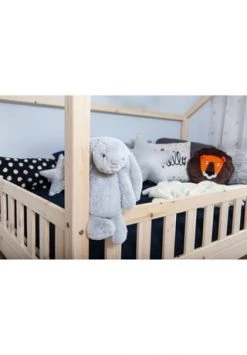 TiCAA Kinderbett Hausbett "Kay" 100x200 Kiefer Natur Gesamt: Länge 108cm, Breite 210cm, Höhe 139cm, Tiefe 108cm -babyausstattung Shop unnamed file 825
